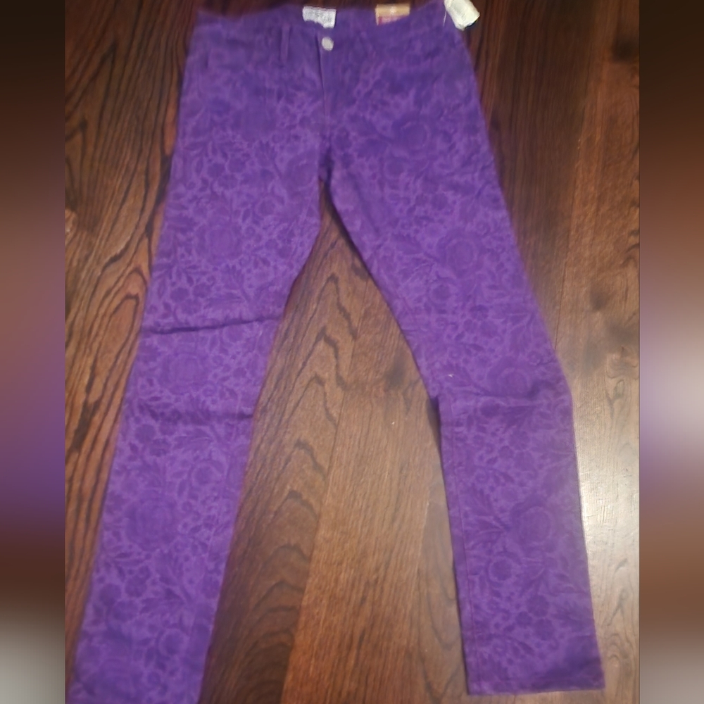 Aeropostale 7/8 Ashley Ultra Skinny Jeans Purple Floral Stretch Women’s Juniors